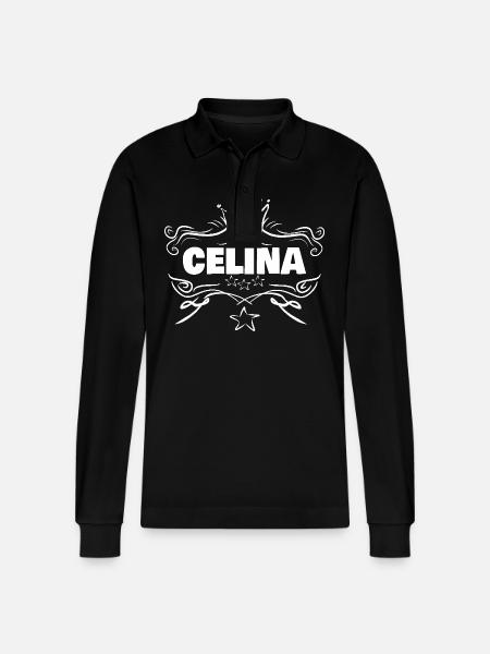 Gift for Celina - Stanley/Stella Organic Unisex Long-Sleeved Polo Shirt Prepster - black