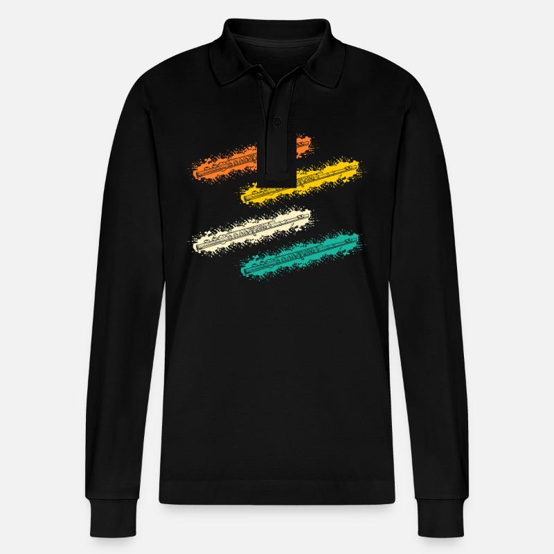 Flötist Querflöte - Stanley/Stella Unisex Bio-Langarm-Poloshirt Prepster - Schwarz