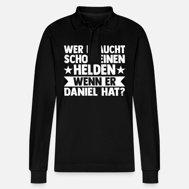 Vorname Daniel - Stanley/Stella Unisex Bio-Langarm-Poloshirt Prepster - Schwarz