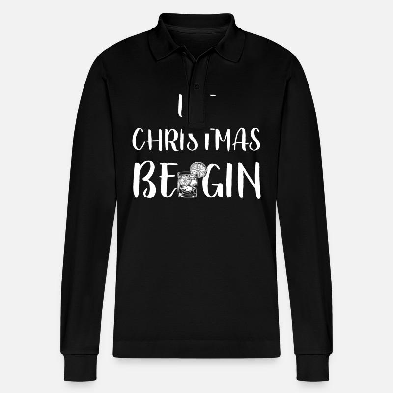 Let Christmas Begin - Gin Spruch - Stanley/Stella Unisex Bio-Langarm-Poloshirt Prepster - Schwarz