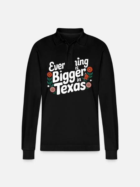 Texas State Texans Texas - Stanley/Stella Organic Unisex Long-Sleeved Polo Shirt Prepster - black