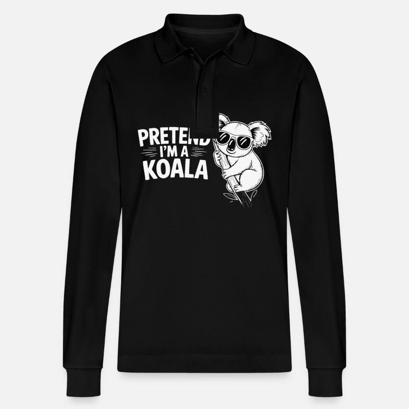 Pretend I’m a Koala - Stanley/Stella Unisex Bio-Langarm-Poloshirt Prepster - Schwarz