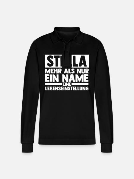 First name Stella - Stanley/Stella Organic Unisex Long-Sleeved Polo Shirt Prepster - black