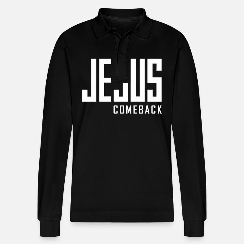 Jesus Comeback – Dein Glaubens-Statement! - Stanley/Stella Unisex Bio-Langarm-Poloshirt Prepster - Schwarz