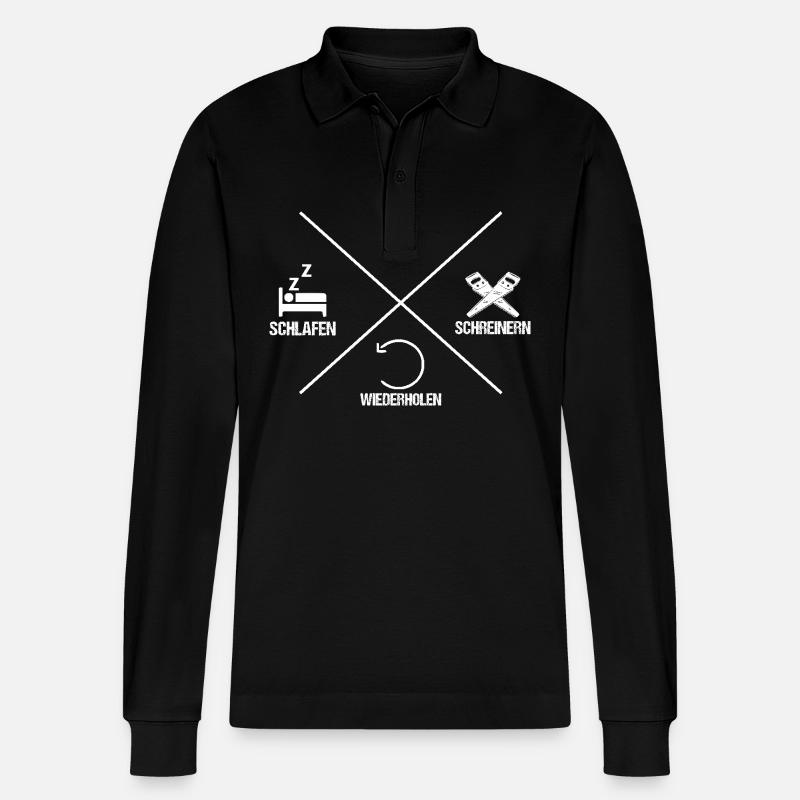 Carpenter, Carpenter, Carpenter - Stanley/Stella Organic Unisex Long-Sleeved Polo Shirt Prepster - black