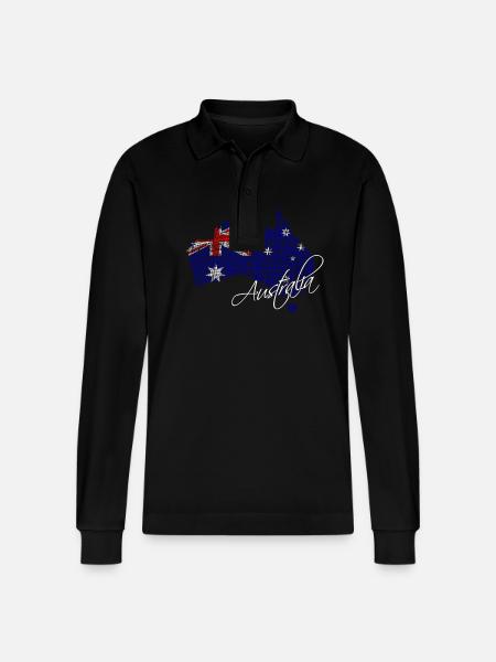 Australien - Australia - Stanley/Stella Unisex Bio-Langarm-Poloshirt Prepster - Schwarz