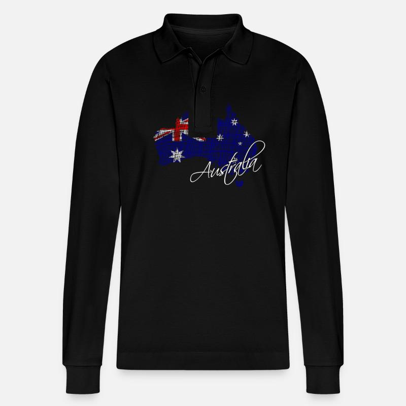 Australien - Australia - Stanley/Stella Unisex Bio-Langarm-Poloshirt Prepster - Schwarz