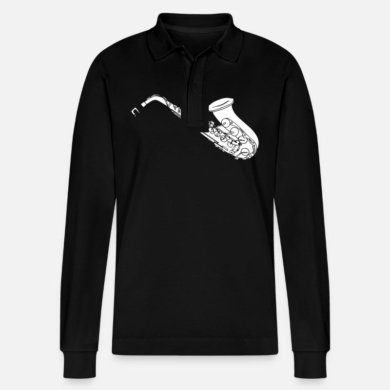 Saxophon Saxophon Saxophon - Stanley/Stella Unisex Bio-Langarm-Poloshirt Prepster - Schwarz