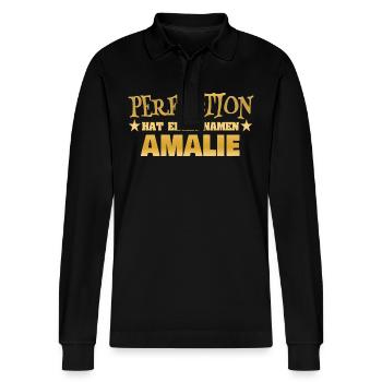 Cadeau pour Amalie - Polo à manches longues bio PREPSTER Stanley/Stella Unisexe - noir - Devant - Anna (173cm) & Nico (186cm)