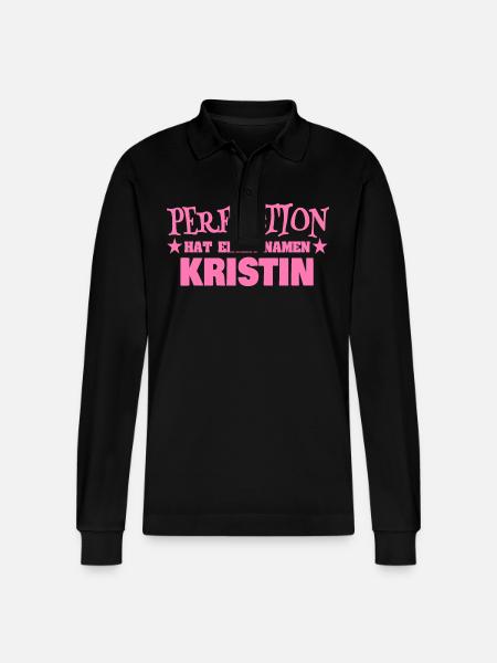Kristin as a woman's name - Stanley/Stella Organic Unisex Long-Sleeved Polo Shirt Prepster - black