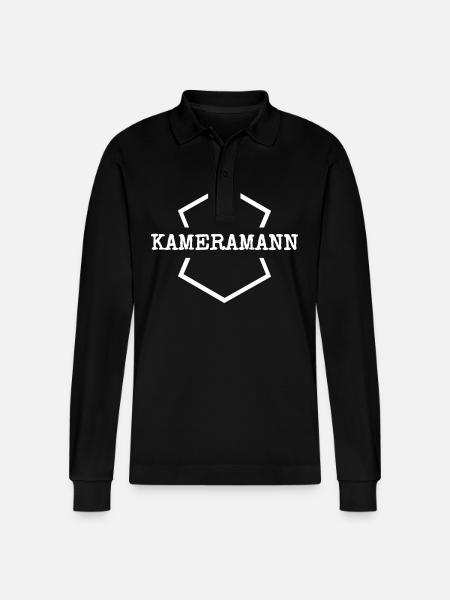 Cameraman as work - Stanley/Stella Organic Unisex Long-Sleeved Polo Shirt Prepster - black