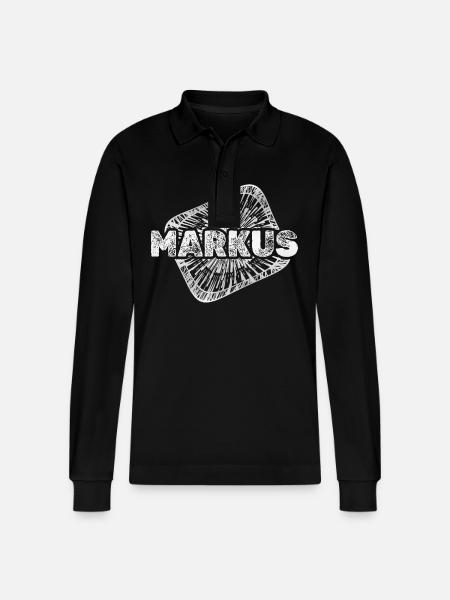 Gift for Markus - Stanley/Stella Organic Unisex Long-Sleeved Polo Shirt Prepster - black