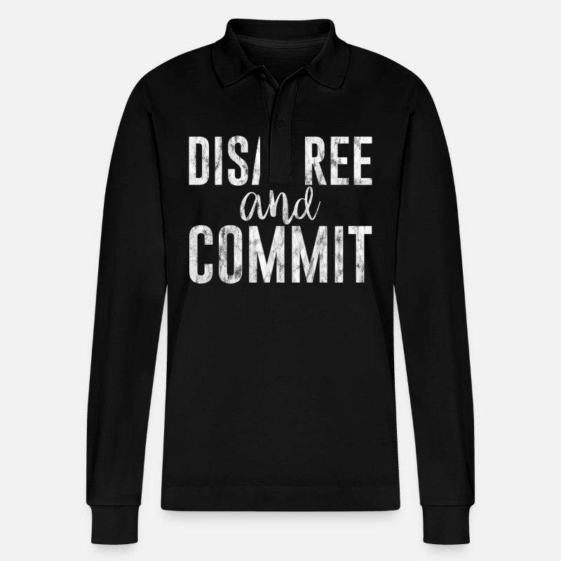 Disagree And Commit 3 - Stanley/Stella Unisex Bio-Langarm-Poloshirt Prepster - Schwarz