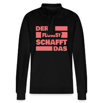 Florist as work - Stanley/Stella Organic Unisex Long-Sleeved Polo Shirt Prepster - black - Front - Anna (173cm) & Nico (186cm)