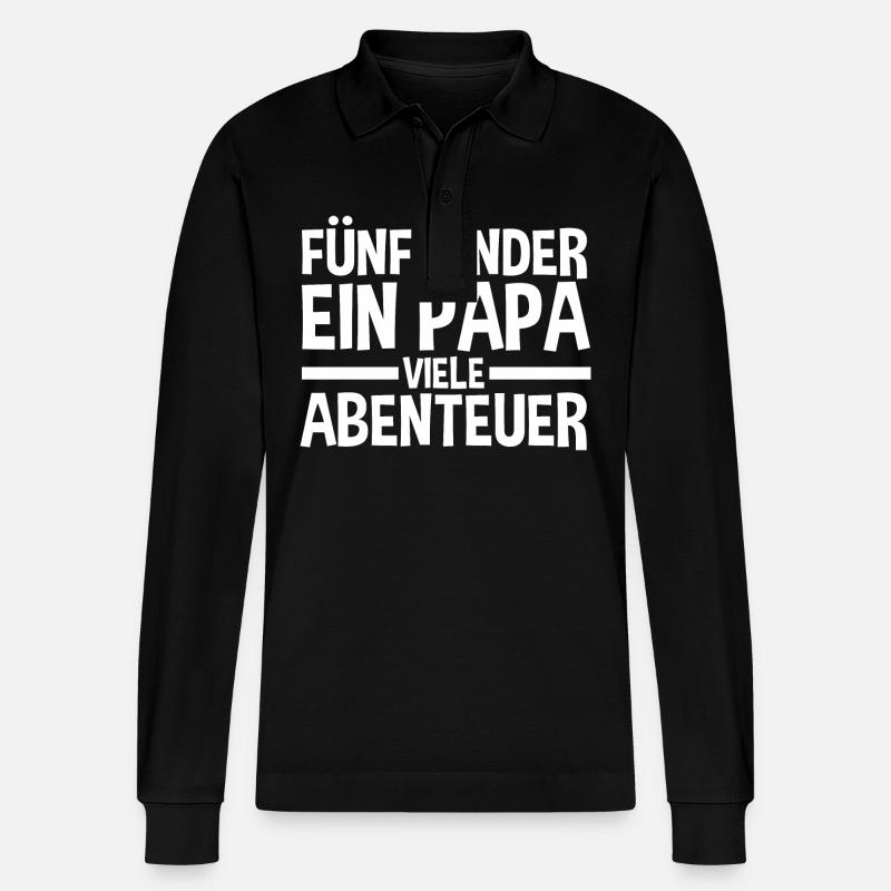 Papa Von 5 Kindern - Stanley/Stella Unisex Bio-Langarm-Poloshirt Prepster - Schwarz