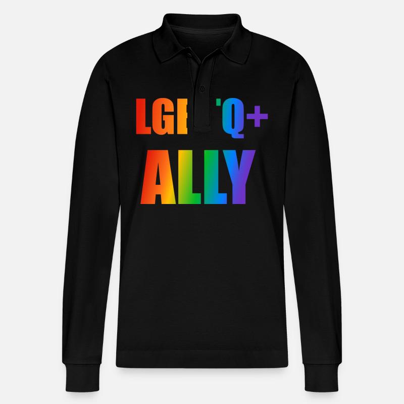LGBTQ-Verbündeter - Stanley/Stella Unisex Bio-Langarm-Poloshirt Prepster - Schwarz