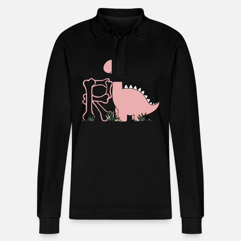 Buchstabe R - Stanley/Stella Unisex Bio-Langarm-Poloshirt Prepster - Schwarz