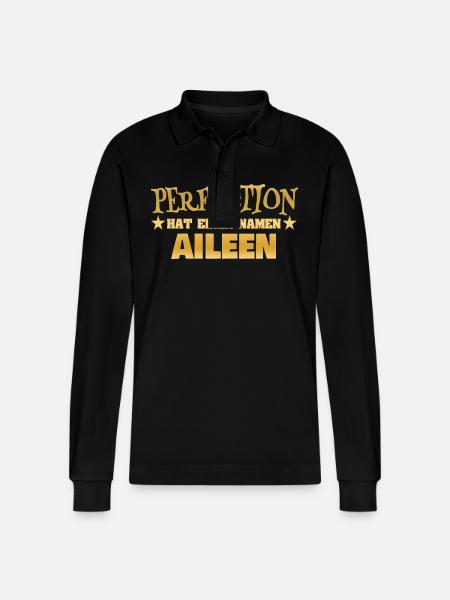 Frauenname Aileen - Stanley/Stella Unisex Bio-Langarm-Poloshirt Prepster - Schwarz