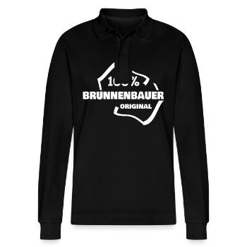 Occupation Well Builder - Stanley/Stella Organic Unisex Long-Sleeved Polo Shirt Prepster - black - Front - Anna (173cm) & Nico (186cm)