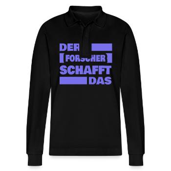 Researcher as work - Stanley/Stella Organic Unisex Long-Sleeved Polo Shirt Prepster - black - Front - Anna (173cm) & Nico (186cm)
