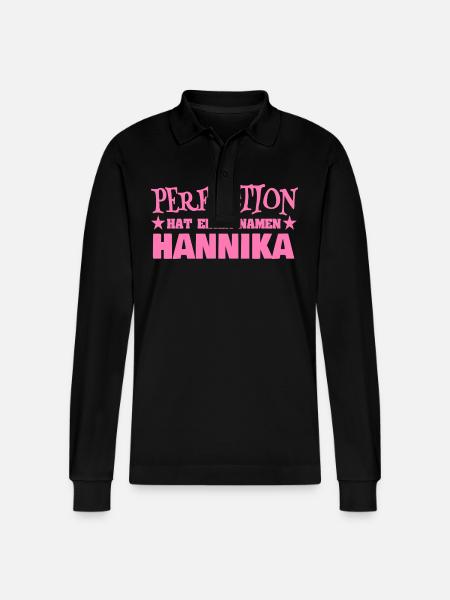 Woman's name Hannika - Stanley/Stella Organic Unisex Long-Sleeved Polo Shirt Prepster - black