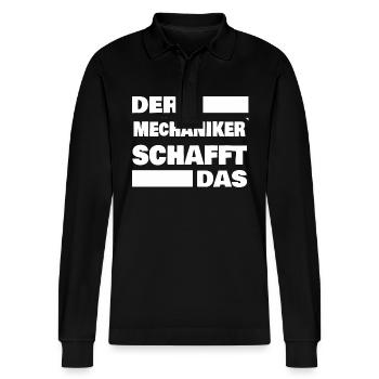 Mechanic as work - Stanley/Stella Organic Unisex Long-Sleeved Polo Shirt Prepster - black - Front - Anna (173cm) & Nico (186cm)