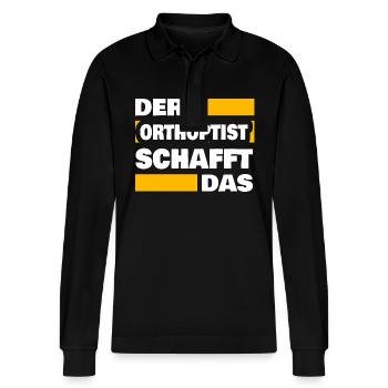 Orthoptist as work - Stanley/Stella Organic Unisex Long-Sleeved Polo Shirt Prepster - black - Front - Anna (173cm) & Nico (186cm)