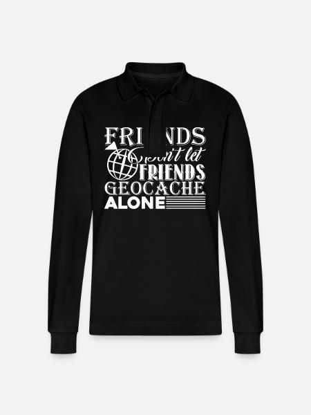 Don't Let Friends Geocache Alone - Stanley/Stella Organic Unisex Long-Sleeved Polo Shirt Prepster - black