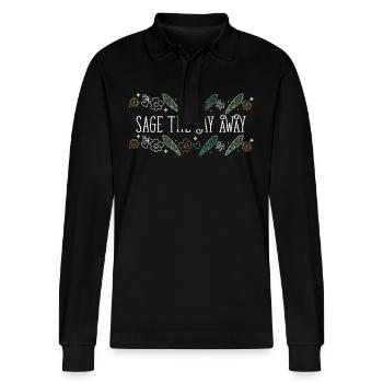 Sage The Day Away Smudge Sticks Healing Burning - Stanley/Stella Unisex Bio-Langarm-Poloshirt Prepster - Schwarz - Vorne - Anna (173cm) & Nico (186cm)
