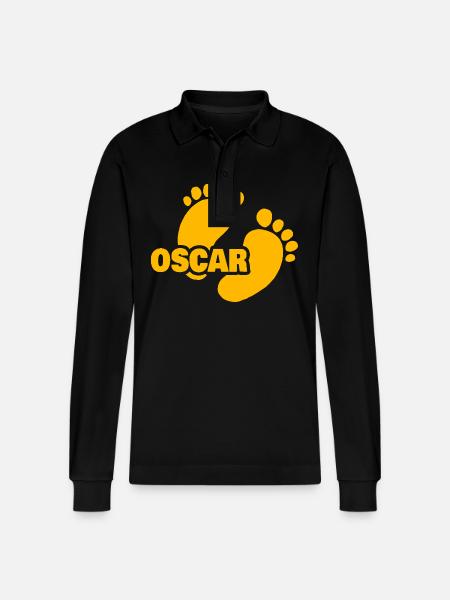 Gift for Oscar - Stanley/Stella Organic Unisex Long-Sleeved Polo Shirt Prepster - black