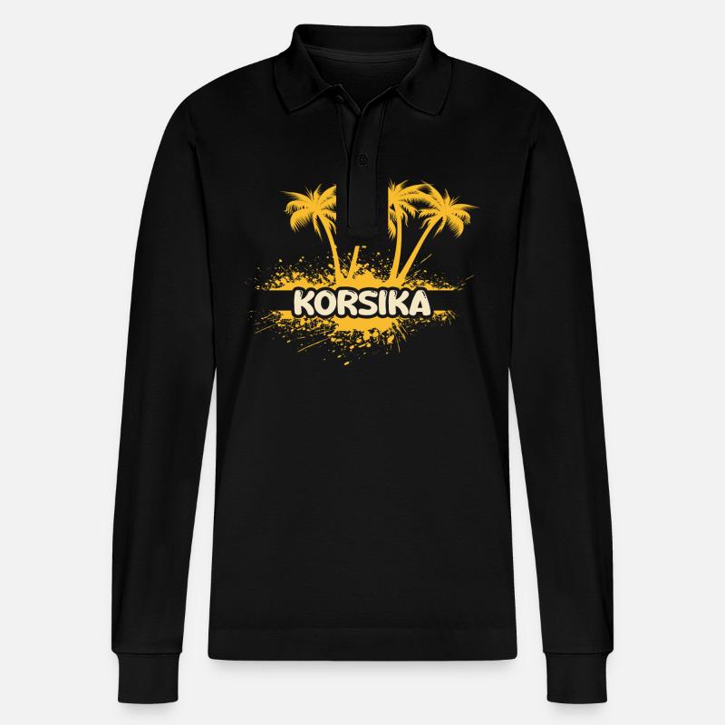 Korsika - Stanley/Stella Unisex Bio-Langarm-Poloshirt Prepster - Schwarz