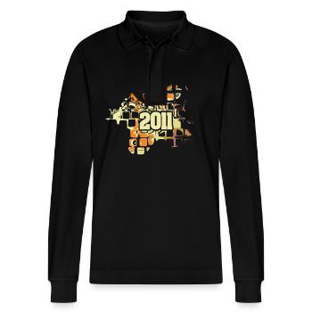 2011 - Stanley/Stella Organic Unisex Long-Sleeved Polo Shirt Prepster - black - Front - Anna (173cm) & Nico (186cm)