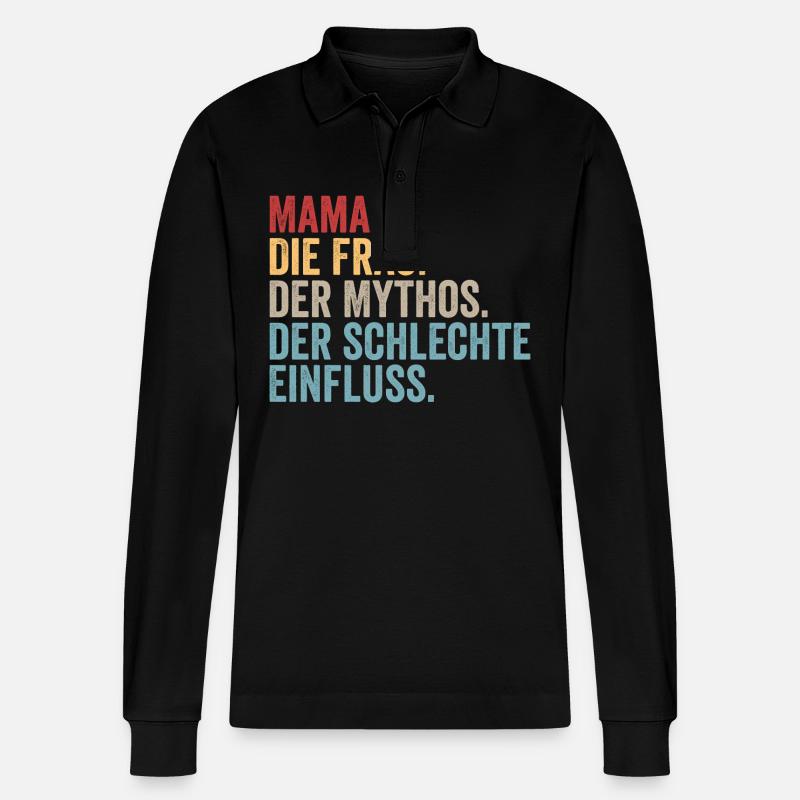 Mutter Mama - Stanley/Stella Unisex Bio-Langarm-Poloshirt Prepster - Schwarz