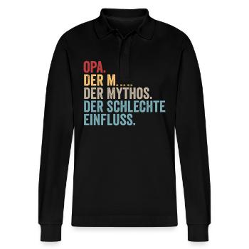 Großvater Opa - Stanley/Stella Unisex Bio-Langarm-Poloshirt Prepster - Schwarz - Vorne - Anna (173cm) & Nico (186cm)