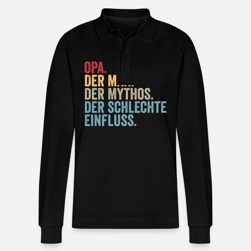 Großvater Opa - Stanley/Stella Unisex Bio-Langarm-Poloshirt Prepster - Schwarz