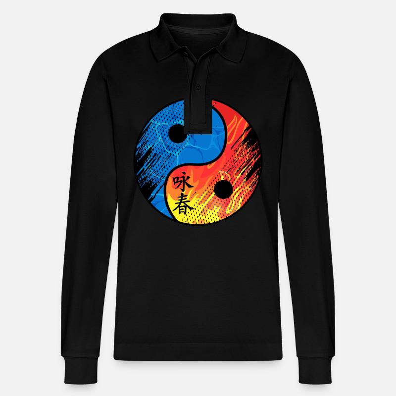 Wing Chun - Stanley/Stella Unisex Bio-Langarm-Poloshirt Prepster - Schwarz