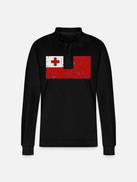 Gift for Tonga - Stanley/Stella Organic Unisex Long-Sleeved Polo Shirt Prepster - black