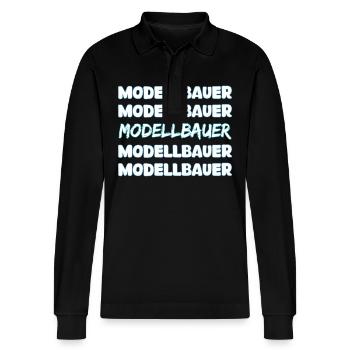 Gift for model builder - Stanley/Stella Organic Unisex Long-Sleeved Polo Shirt Prepster - black - Front - Anna (173cm) & Nico (186cm)