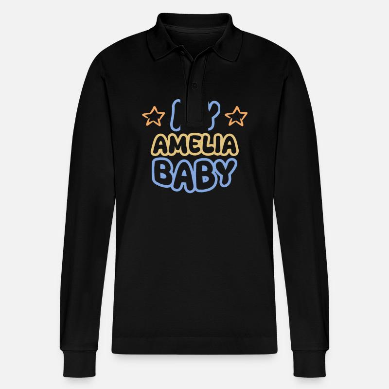 Amelia - Stanley/Stella Unisex Bio-Langarm-Poloshirt Prepster - Schwarz