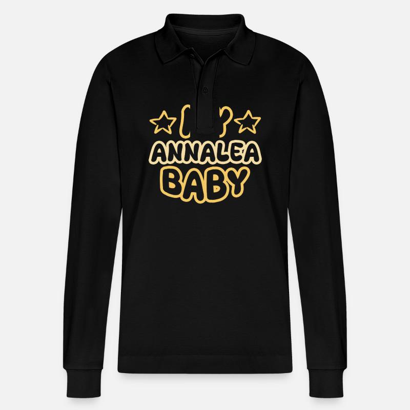 Geburt Annalea - Stanley/Stella Unisex Bio-Langarm-Poloshirt Prepster - Schwarz