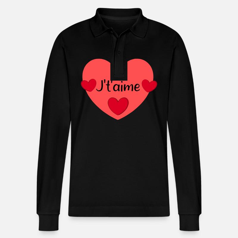 j't'aime St.Valentin - Polo à manches longues bio PREPSTER Stanley/Stella Unisexe - noir