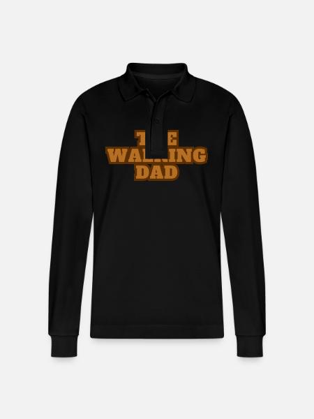 The Walking Dad Brown - Stanley/Stella Organic Unisex Long-Sleeved Polo Shirt Prepster - black