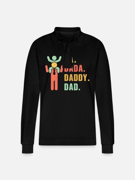 Daddy Dada Dad - Stanley/Stella Organic Unisex Long-Sleeved Polo Shirt Prepster - black