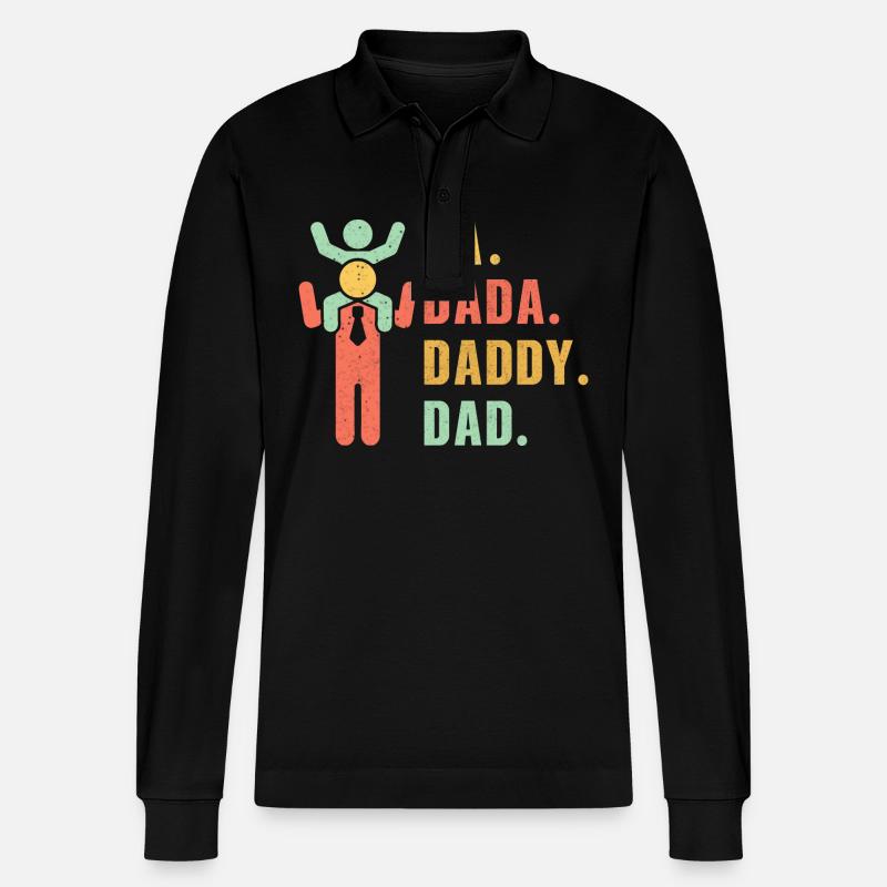 Papa Dada Papa - Stanley/Stella Unisex Bio-Langarm-Poloshirt Prepster - Schwarz