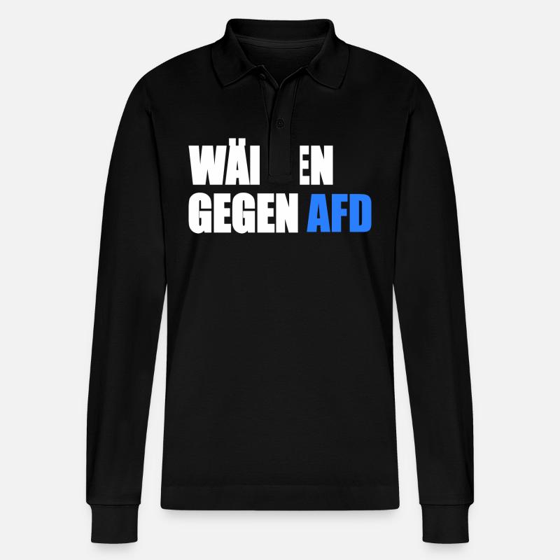 Wählen gegen afd - Stanley/Stella Unisex Bio-Langarm-Poloshirt Prepster - Schwarz