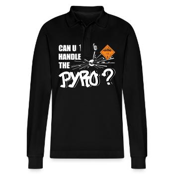 Pyro Feuerwerk - Stanley/Stella Unisex Bio-Langarm-Poloshirt Prepster - Schwarz - Vorne - Anna (173cm) & Nico (186cm)