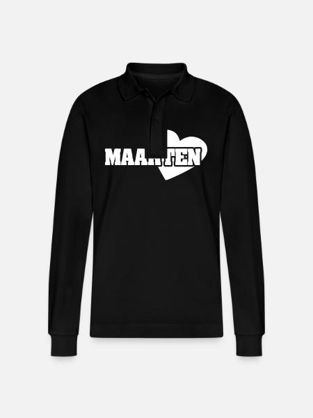 Gift for Maarten - Stanley/Stella Organic Unisex Long-Sleeved Polo Shirt Prepster - black