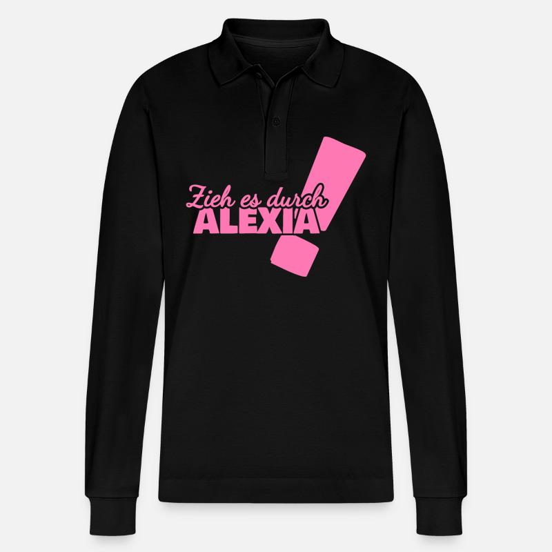 Vorname Alexia - Stanley/Stella Unisex Bio-Langarm-Poloshirt Prepster - Schwarz