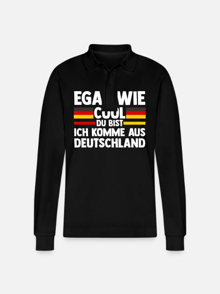 German German Germany - Stanley/Stella Organic Unisex Long-Sleeved Polo Shirt Prepster - black