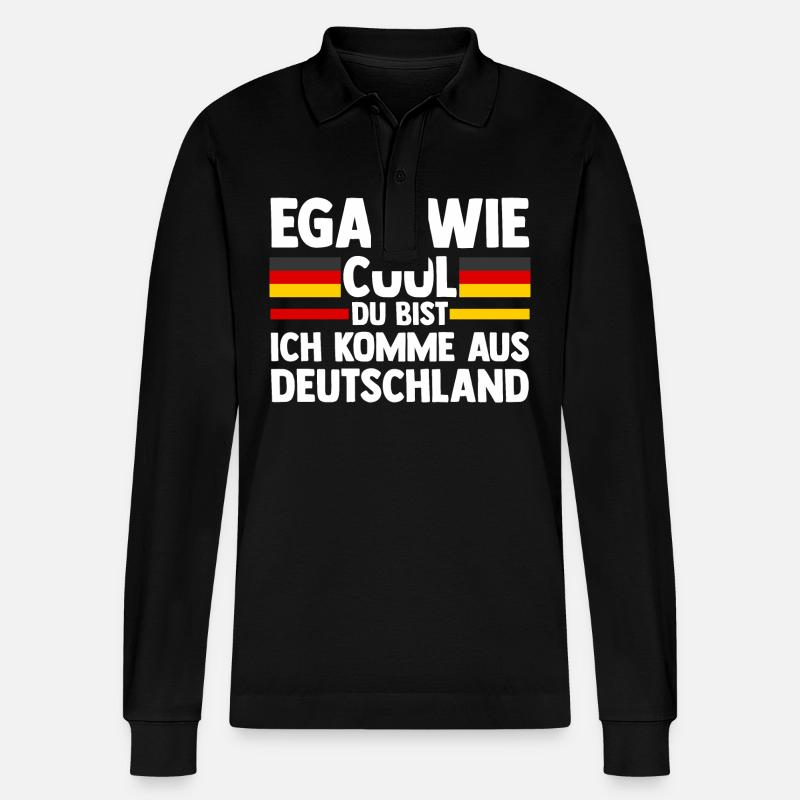 German German Germany - Stanley/Stella Organic Unisex Long-Sleeved Polo Shirt Prepster - black